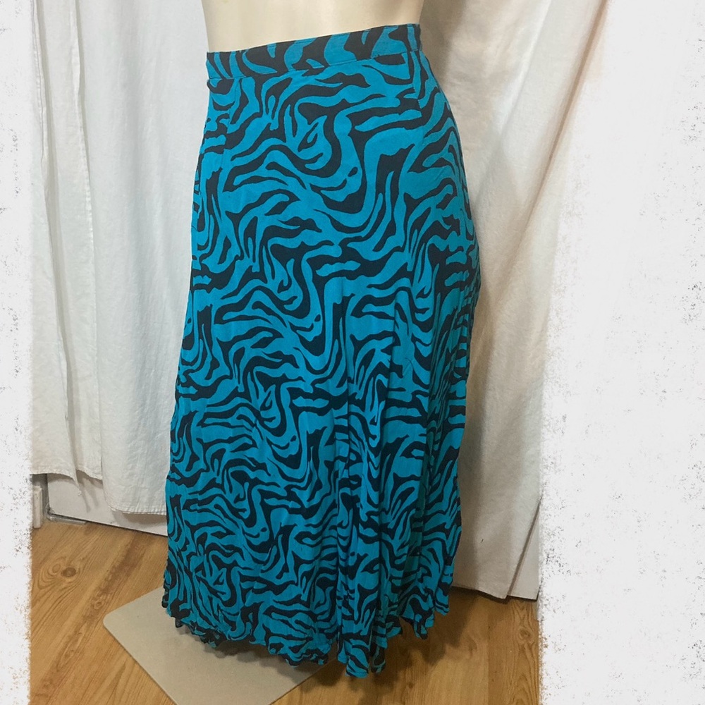 Shelly & Arnold vintage women’s medium teal blue black zebra reversable skirt